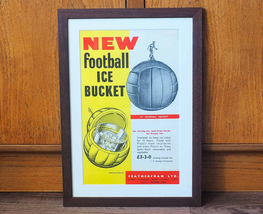 Football Ice Bucket Framed 1960s Vintage Ad