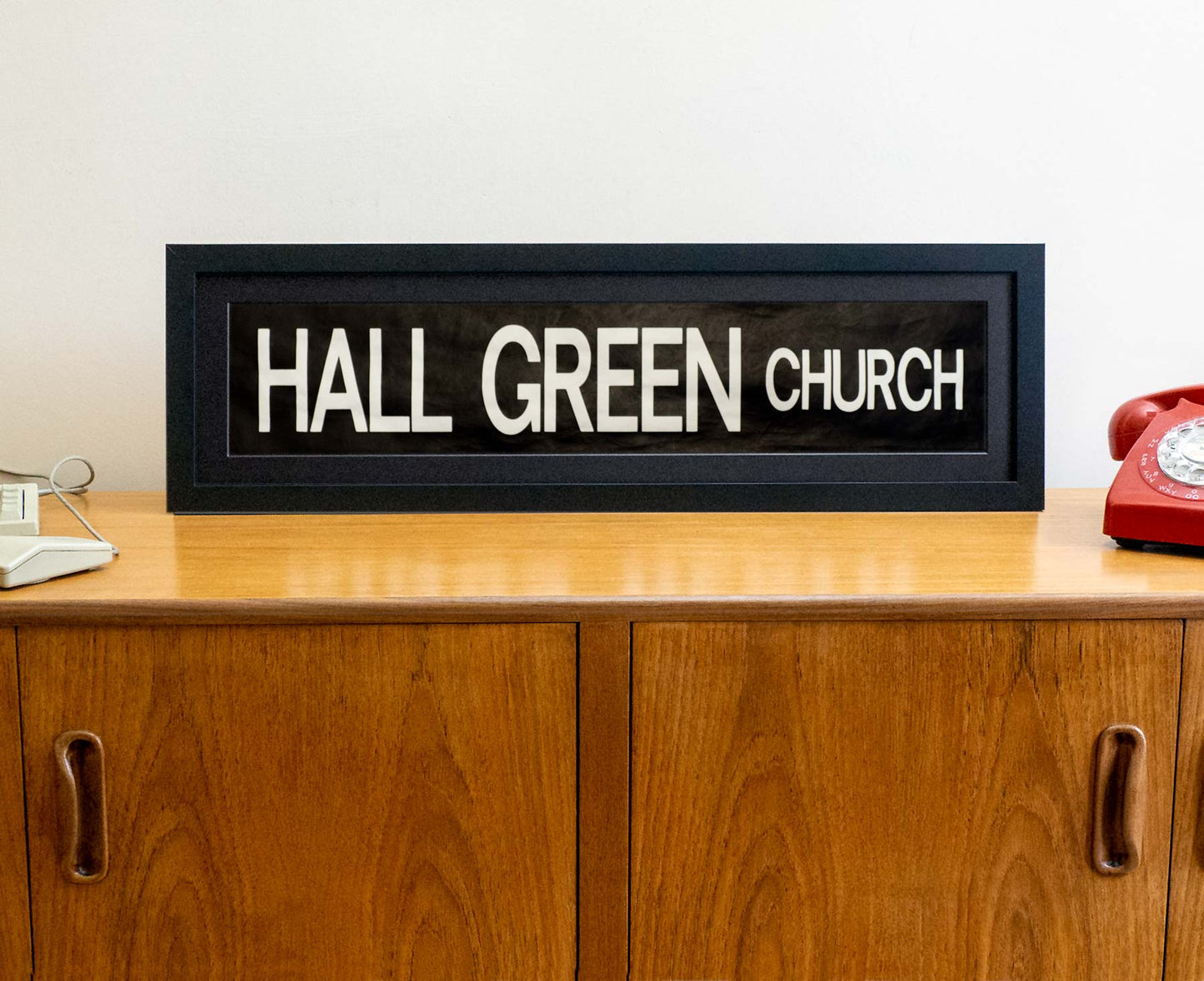 Hall Green Church 1990s framed original bus blind