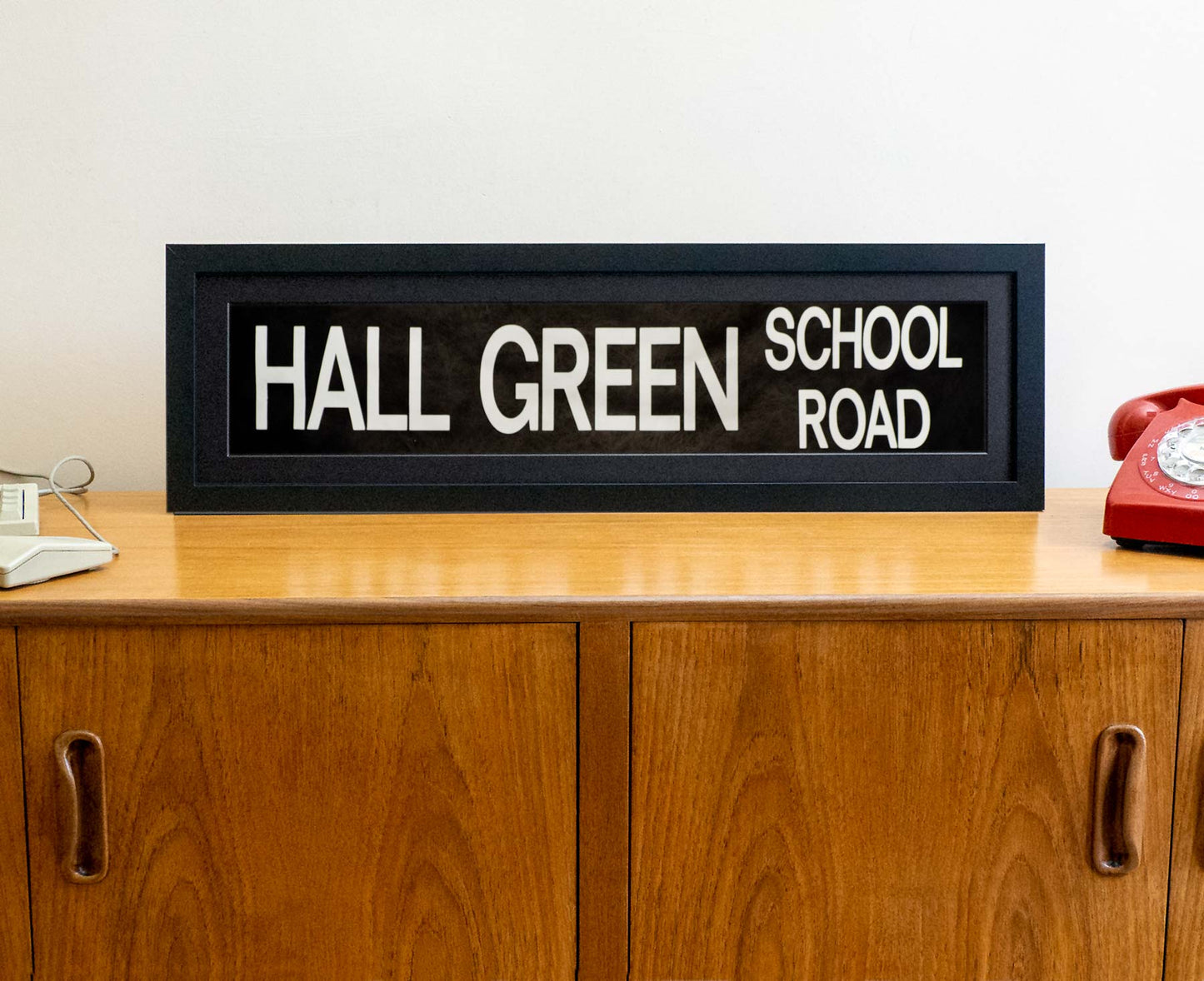 Hall Green School Road 1990s framed original bus blind
