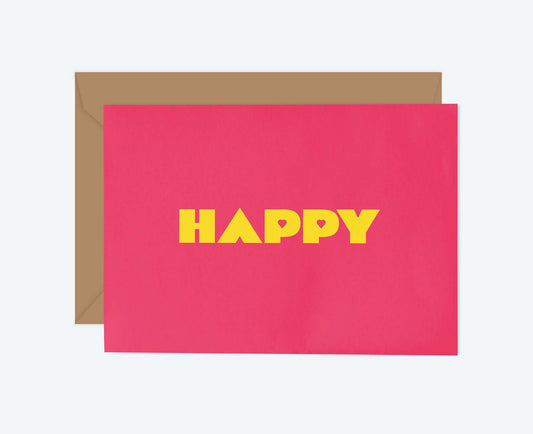 Happy Typographic Hearts card