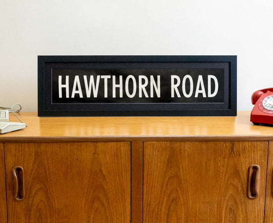 Hawthorn Road 1980s framed original bus blind