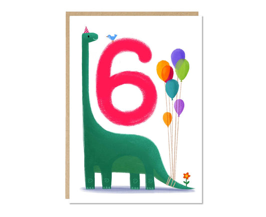 Dinosaur Sixth Birthday Card