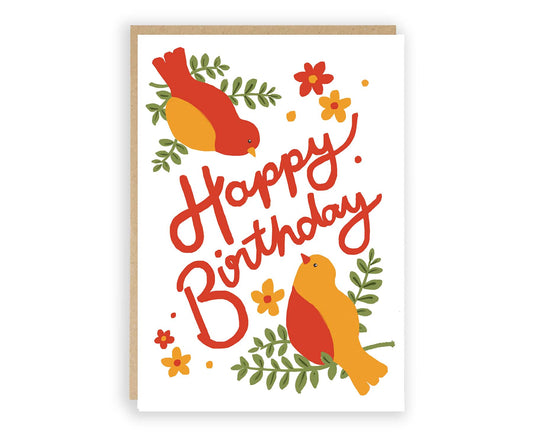 Birds Happy Birthday Card