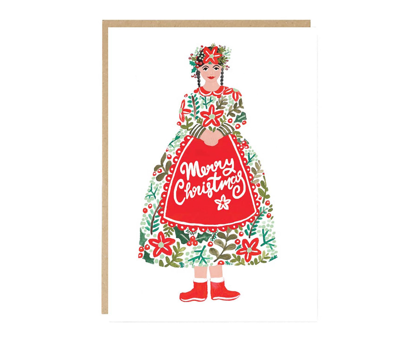 Merry Christmas Festive Lady Christmas Card