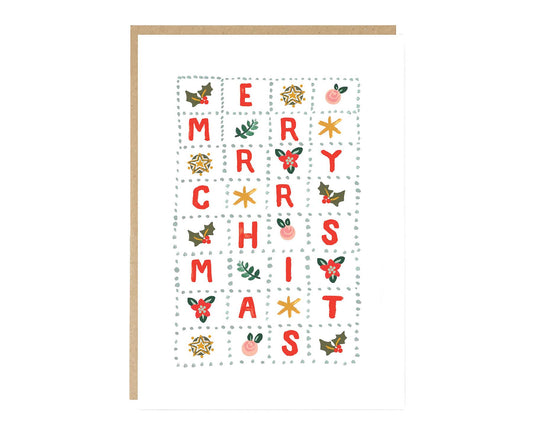 Merry Christmas Letter Squares Christmas Card