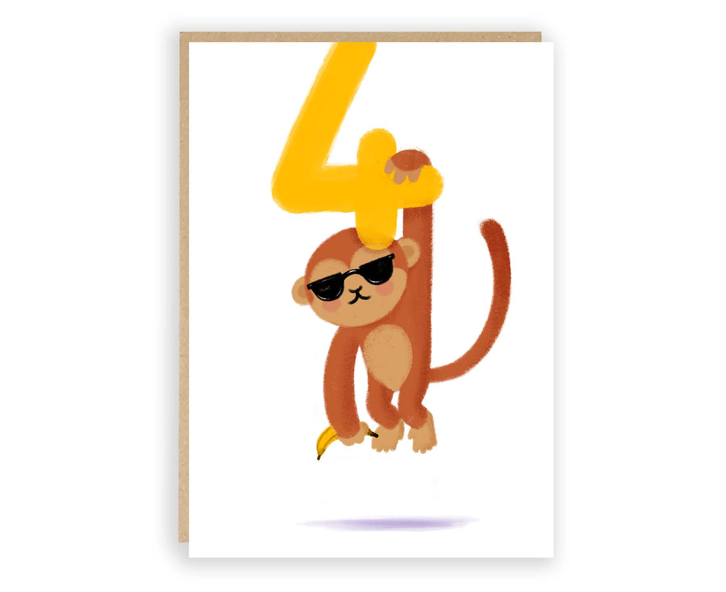 Monkey Fourth Birthday Card