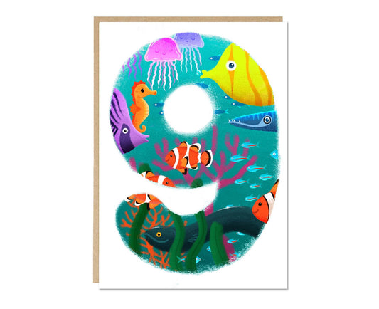 Underwater Fish Ninth Birthday Card
