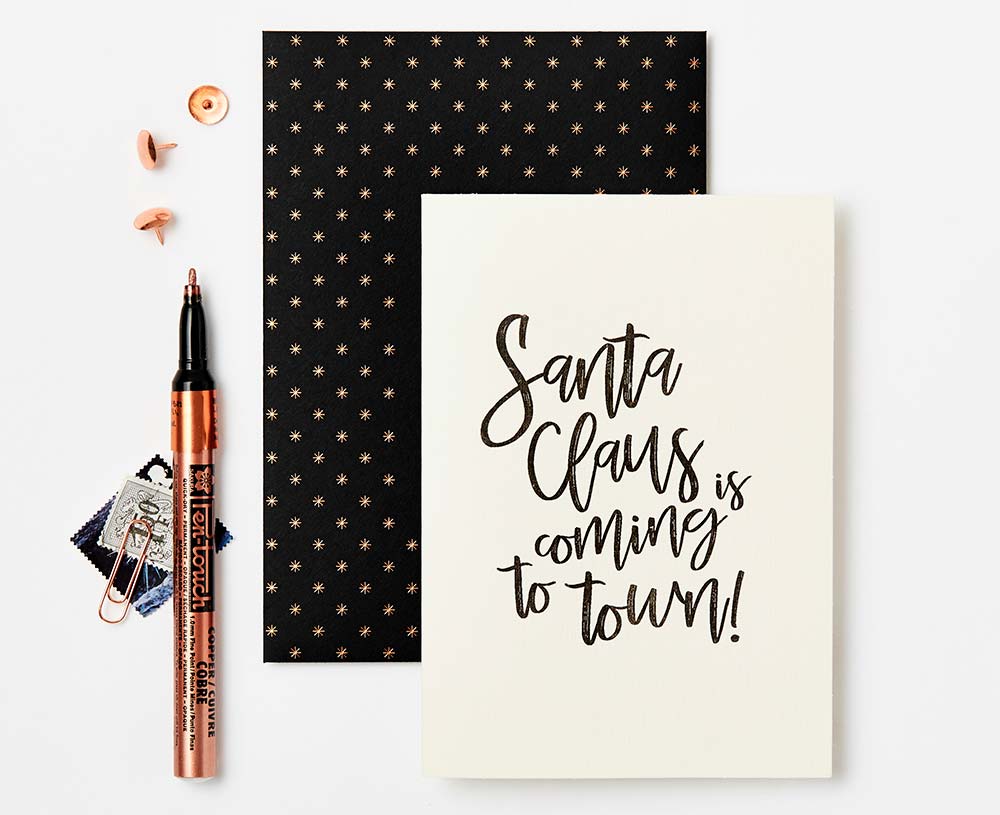 Santa Claus is Coming to Town Foiled Christmas card