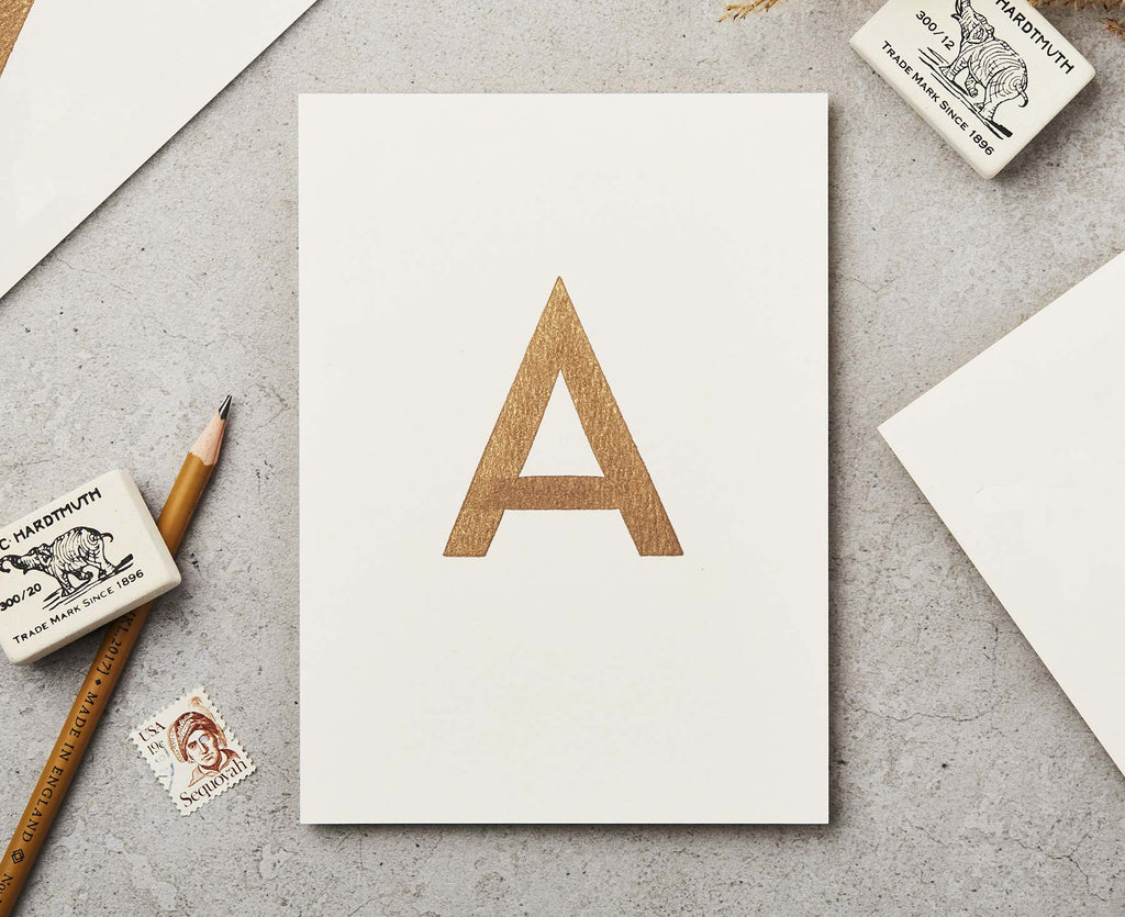 Letter A Copper Ink Postcard