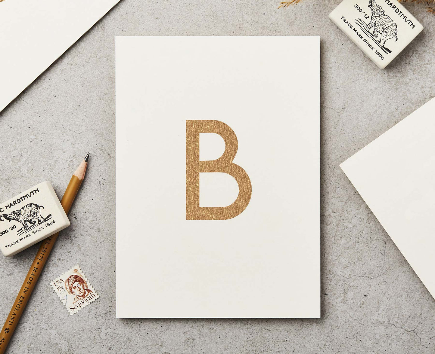 Letter B Copper Ink Postcard