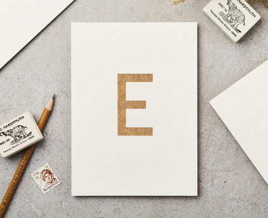 Letter E Copper Ink Postcard