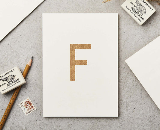 Letter F Copper Ink Postcard