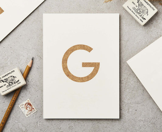 Letter G Copper Ink Postcard