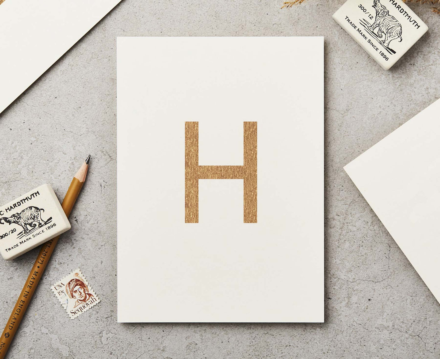 Letter H Copper Ink Postcard