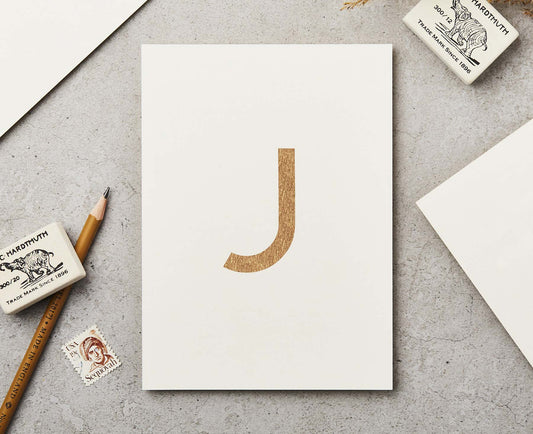 Letter J Copper Ink Postcard
