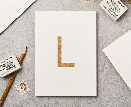 Letter L Copper Ink Postcard