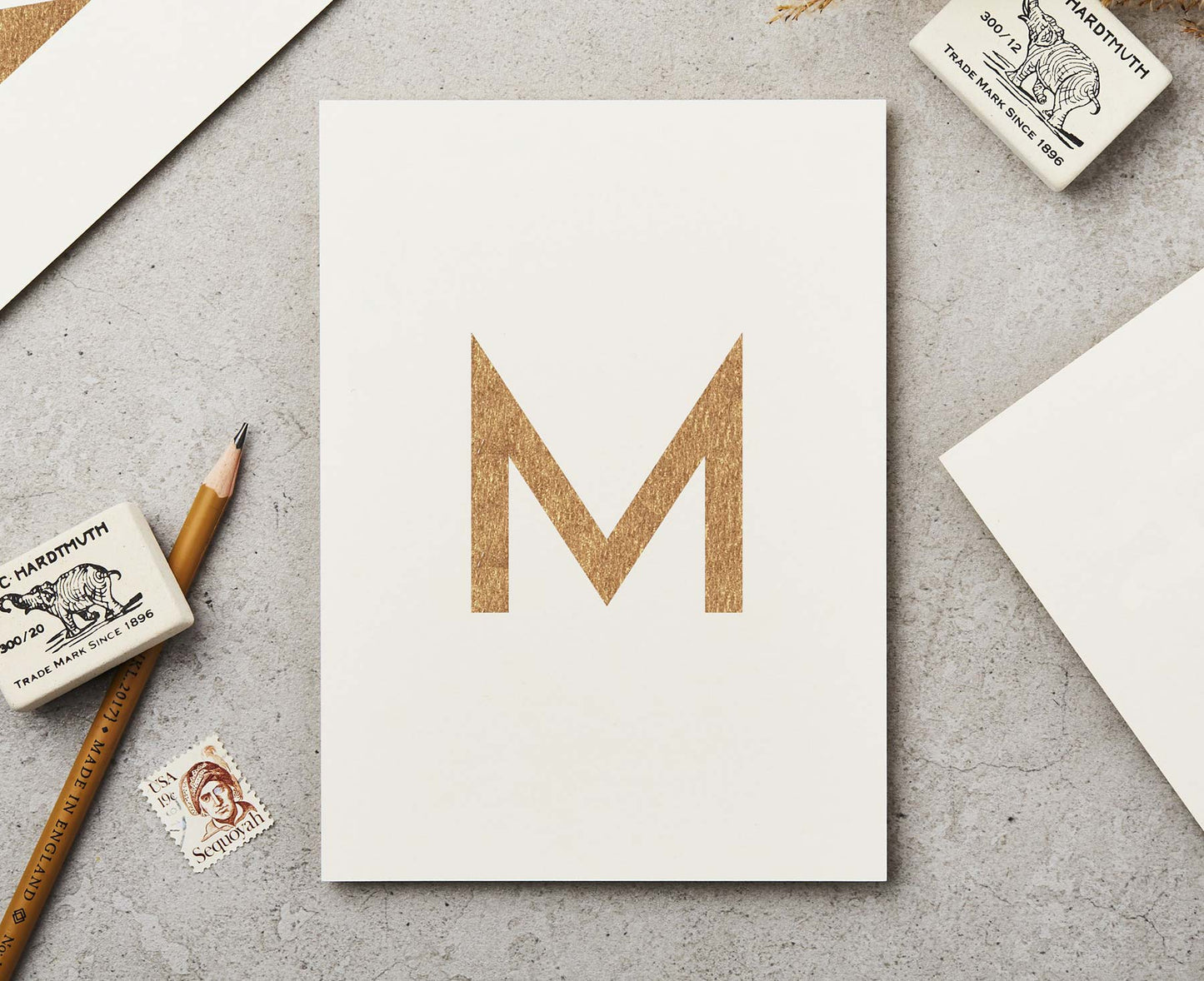 Letter M Copper Ink Postcard