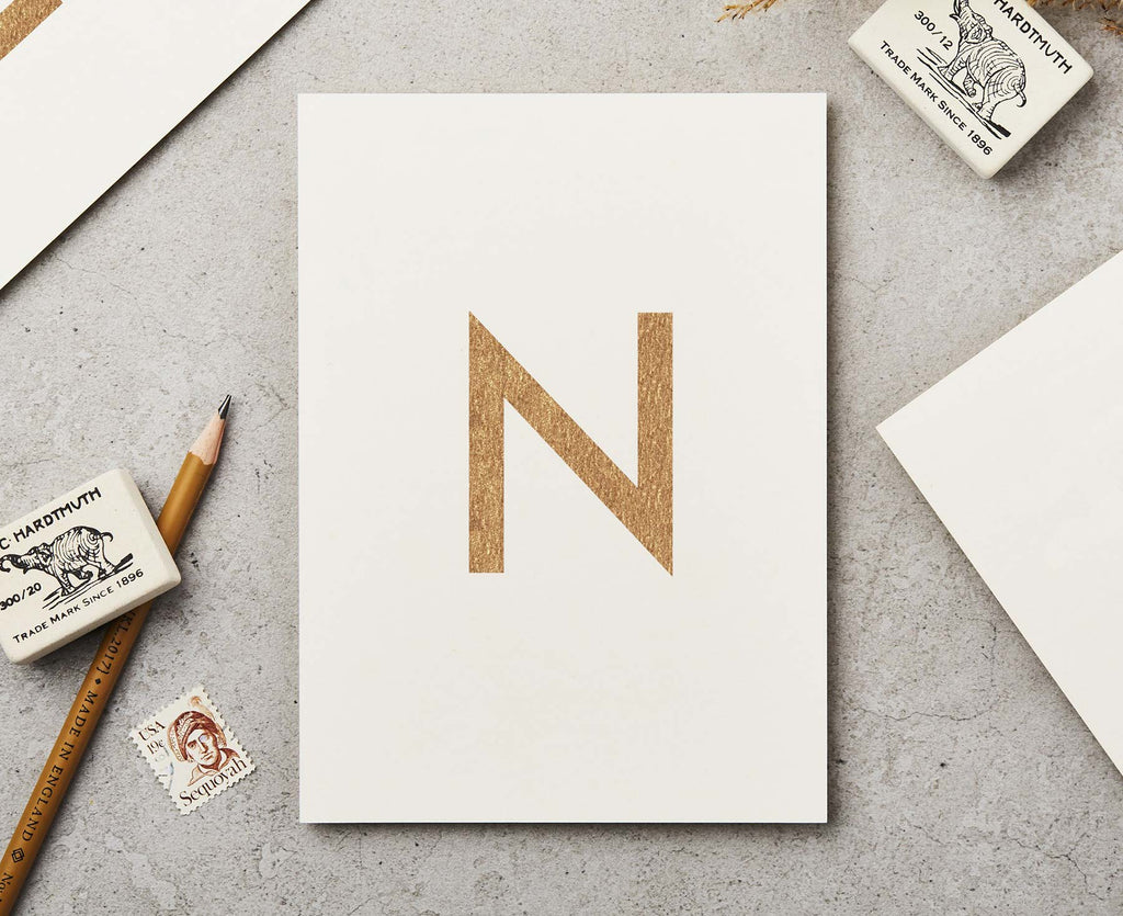 Letter N Copper Ink Postcard