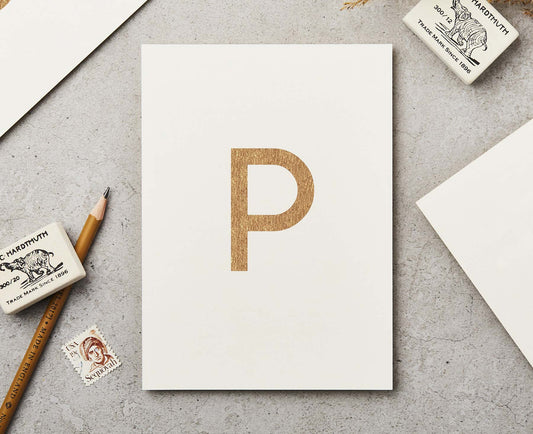 Letter P Copper Ink Postcard