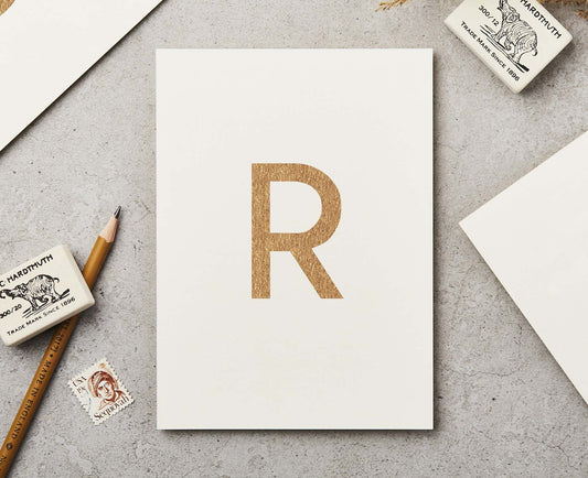 Letter R Copper Ink Postcard