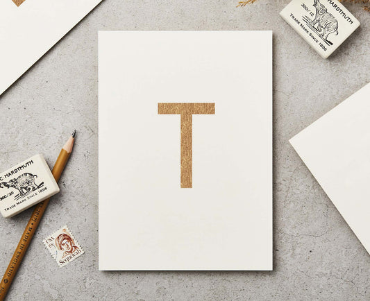 Letter T Copper Ink Postcard