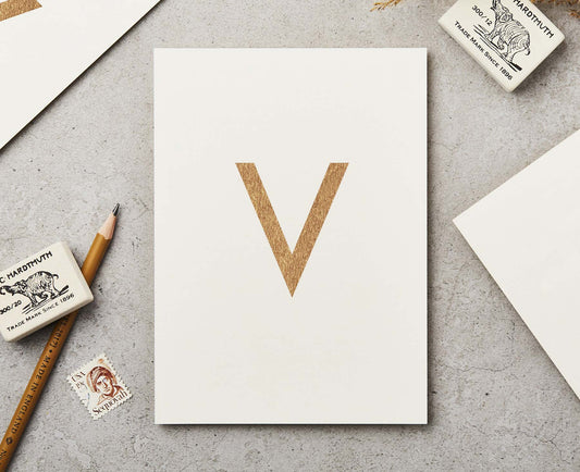 Letter V Copper Ink Postcard