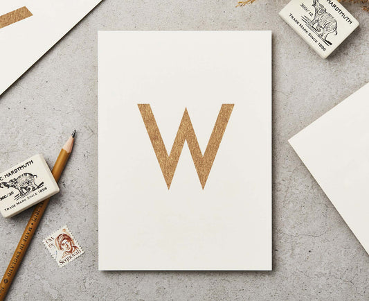 Letter W Copper Ink Postcard