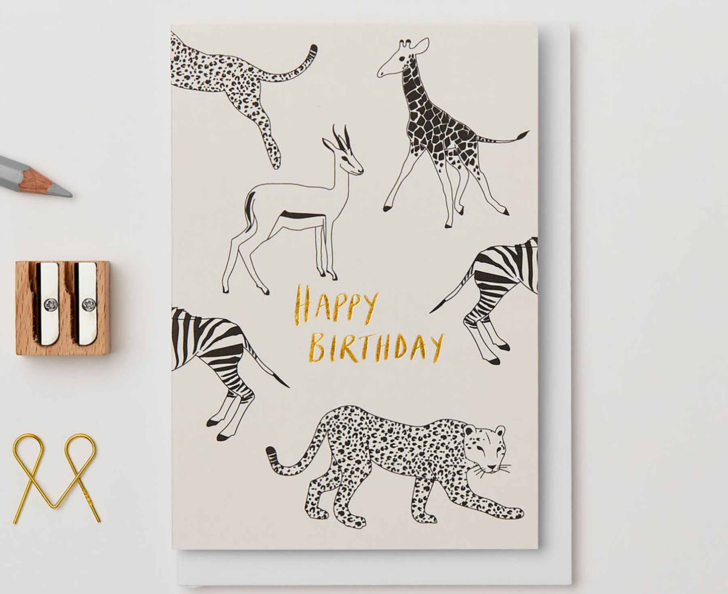 Gold Foiled Animal Birthday Card
