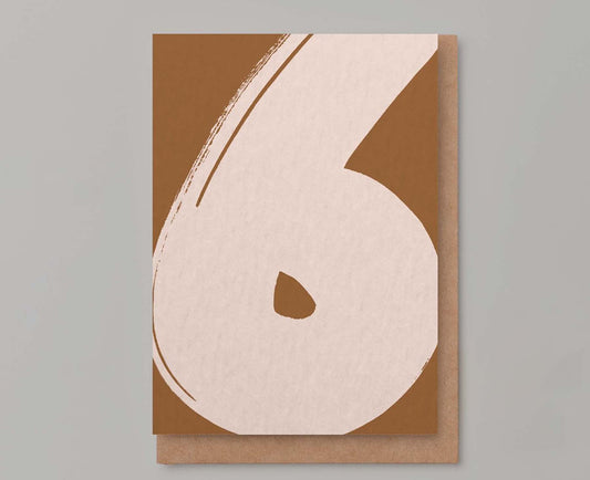 Brushed Number 6th Birthday Card