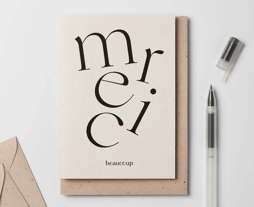 Serif Type Merci Beaucoup Thank You Card