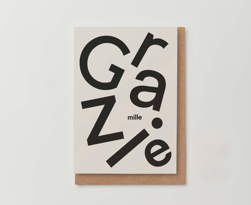 Scandi Type Grazie Mille Thank You Card