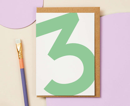 Number 3 Third Birthday Card
