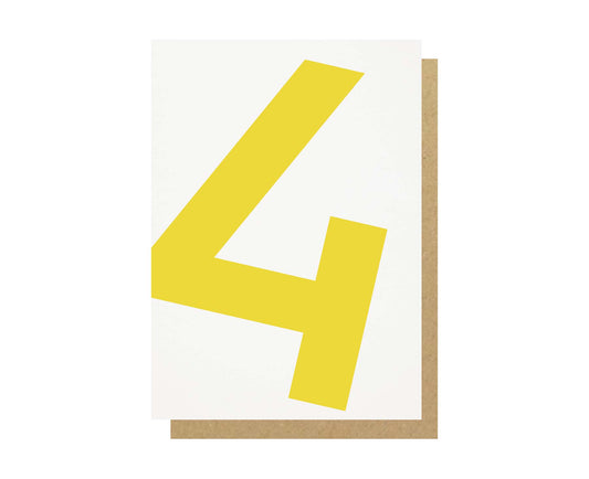 Number 4 Fourth Birthday Card