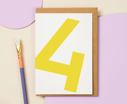 Number 4 Fourth Birthday Card
