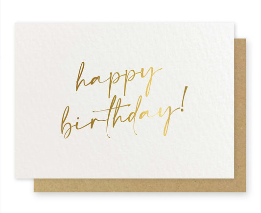 Happy Birthday Script Gold Foiled Birthday Card