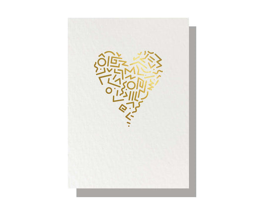 Memphis Love Heart Gold Foiled Card