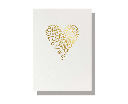 Memphis Love Heart Gold Foiled Card