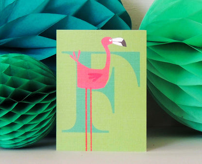 F for Flamingo Mini Letter Card