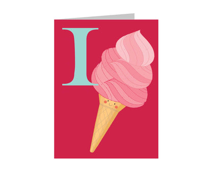 I for Ice Cream Mini Letter Card