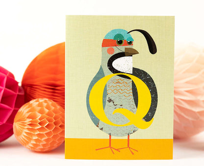 Q for Quail Mini Letter Card