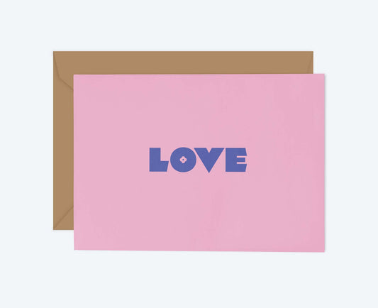 Love Typographic Pink Flowers card