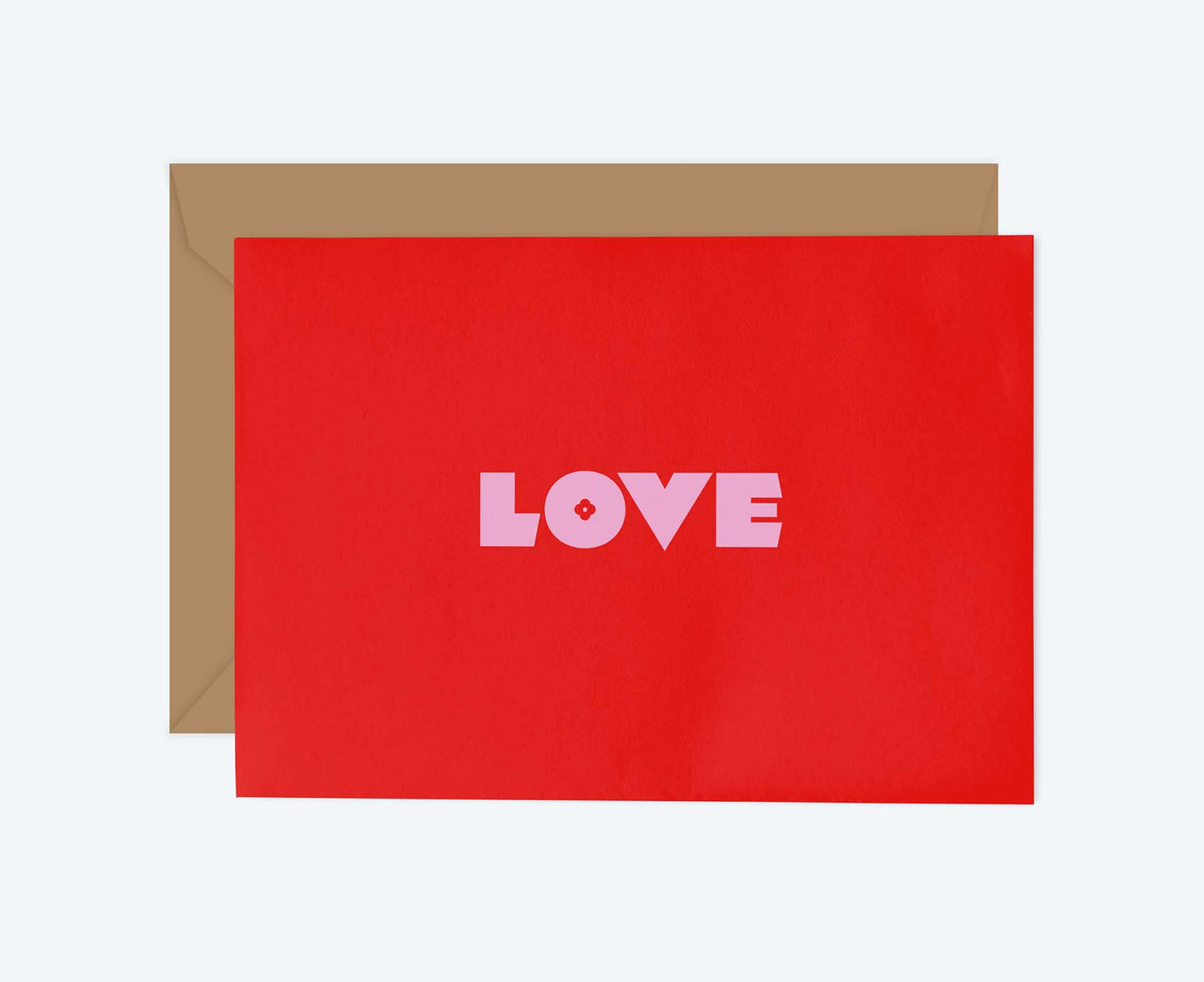 Love Typographic Red Flowers card