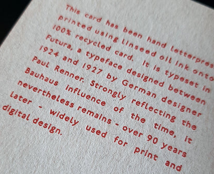 A Note To Say Letterpress Card