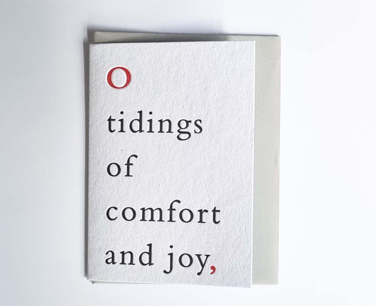 O Tidings Of Comfort And Joy Letterpress Christmas Card