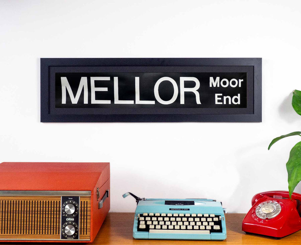 Mellor Moor End 1970s Framed Bus Blind