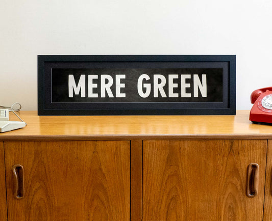 Mere Green 1980s framed original bus blind