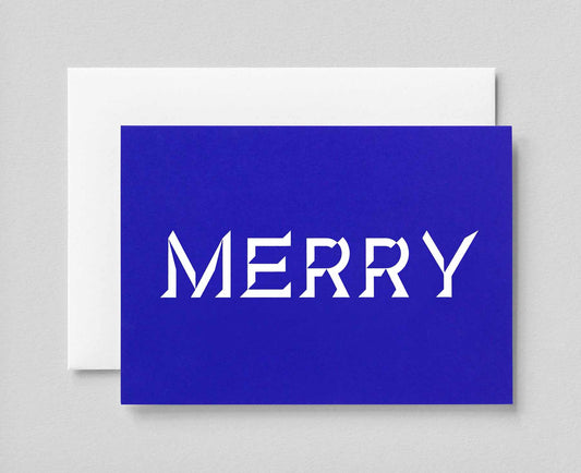 Merry White Foiled Christmas Card