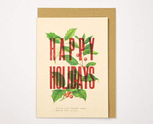 Happy Holidays Handmade Letterpress Christmas Card