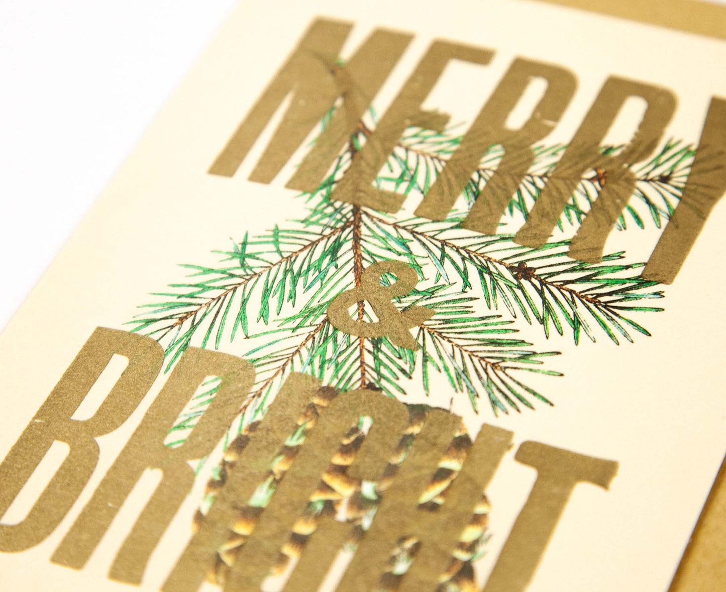 Merry & Bright Handmade Letterpress Christmas Card