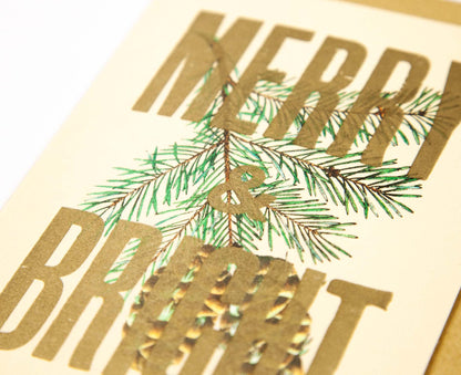 Merry & Bright Handmade Letterpress Christmas Card